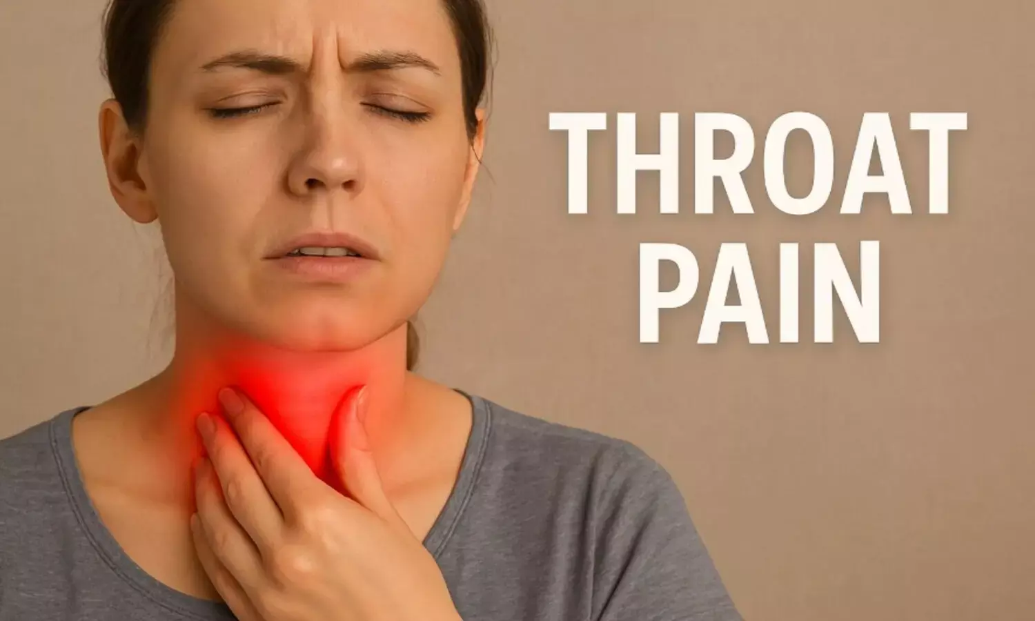 गले में दर्द से परेशान महिला