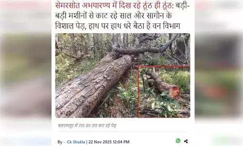 हरिभूमि डॉट कॉम में खबर प्रकाशित होने के बाद हरकत में आया वन विभाग हरिभूमि डॉट कॉम में खबर प्रकाशित होने के बाद हरकत में आया वन विभाग