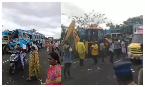तेनकासी में दो प्राइवेट बसों की टक्कर, 6 लोगों की मौत; 32 घायल