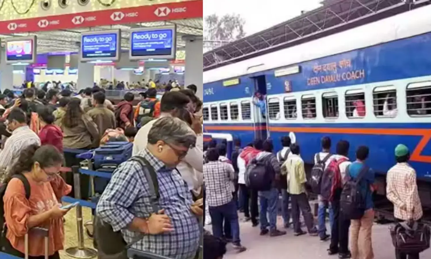 Indigo Flight Cancelled crowd in Trains