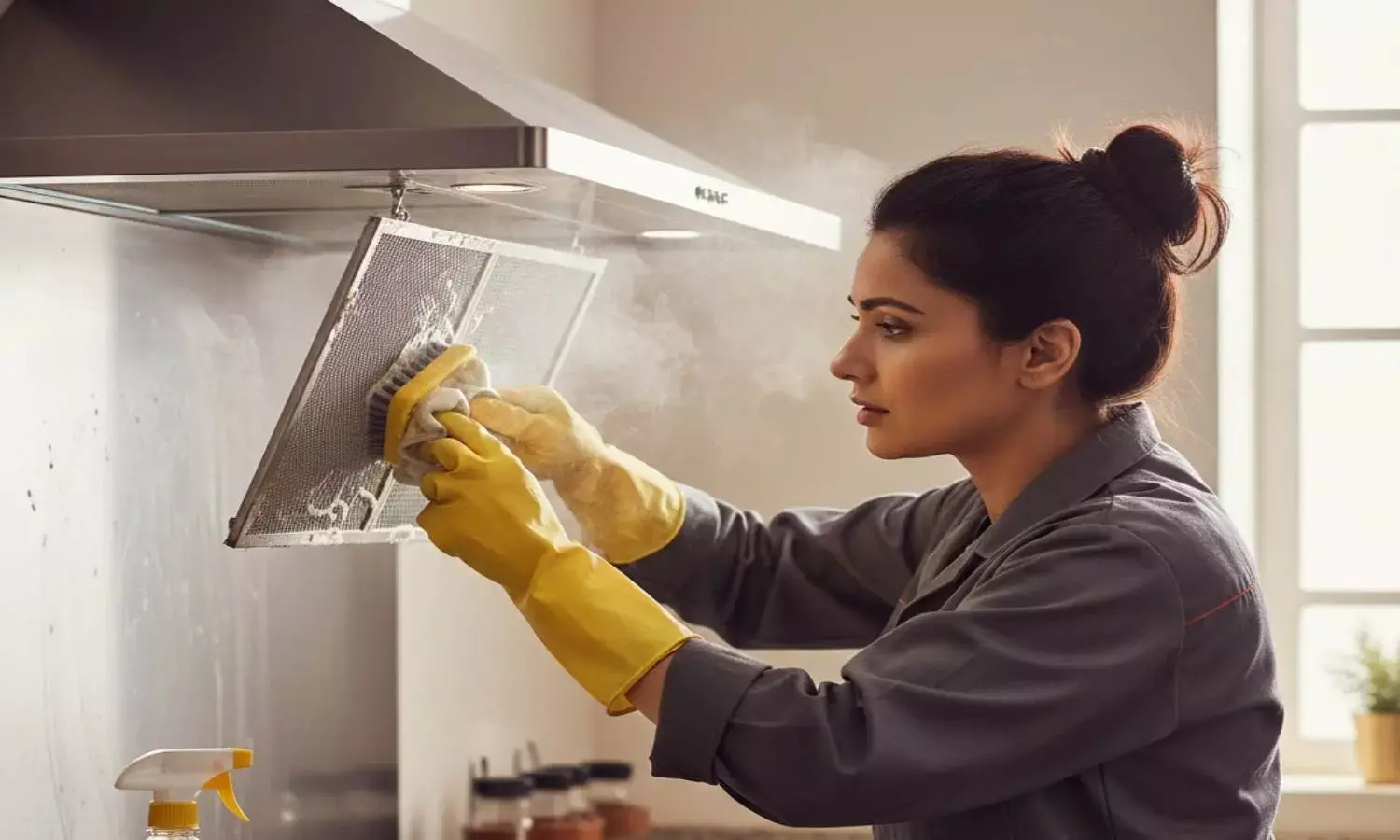 how to clean kitchen chimney