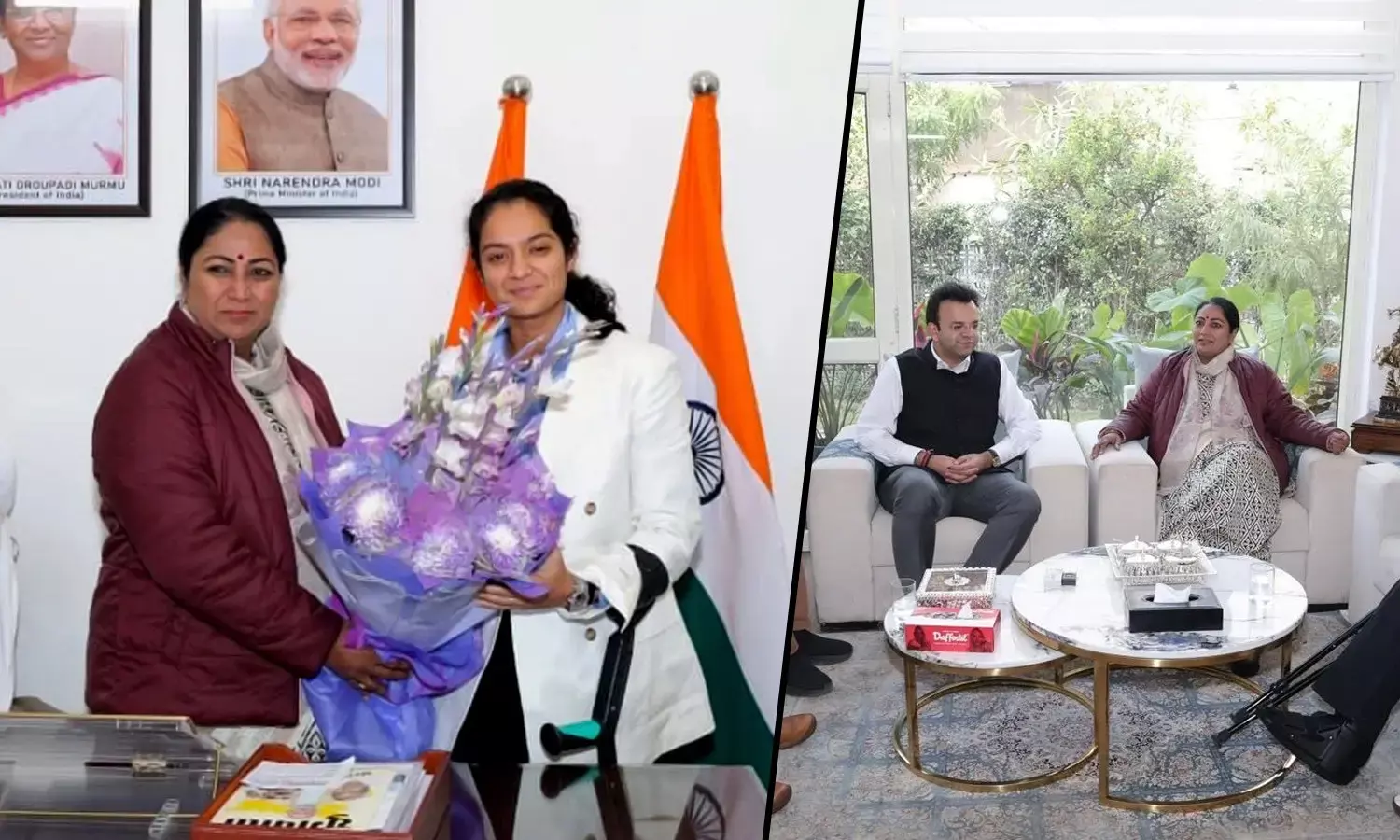 CM Rekha Meeting with Cricketer Pratika Rawal CM Rekha Meeting with Cricketer Pratika Rawal