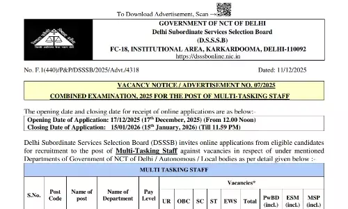DSSSB MTS Recruitment 2025