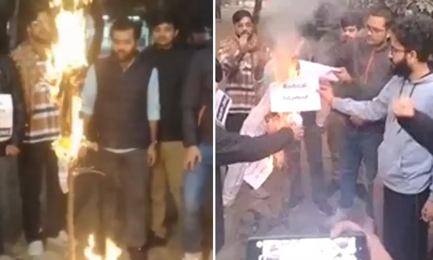 ABVP students staged a protest at JNU