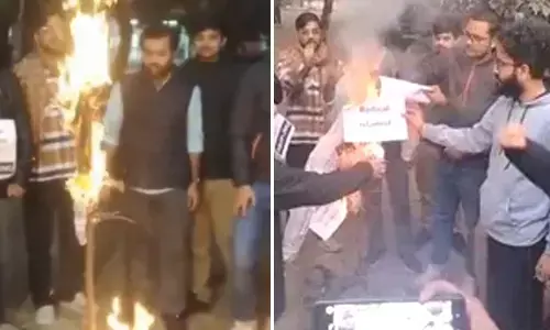 ABVP students staged a protest at JNU