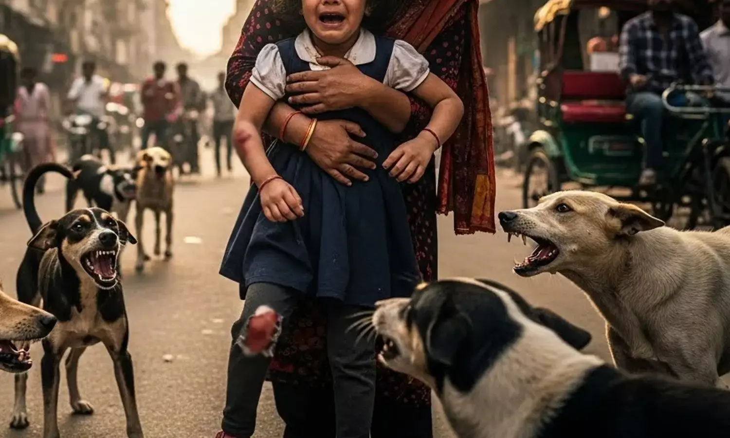 Stray dogs injured a 12 year-old girl in Delhi