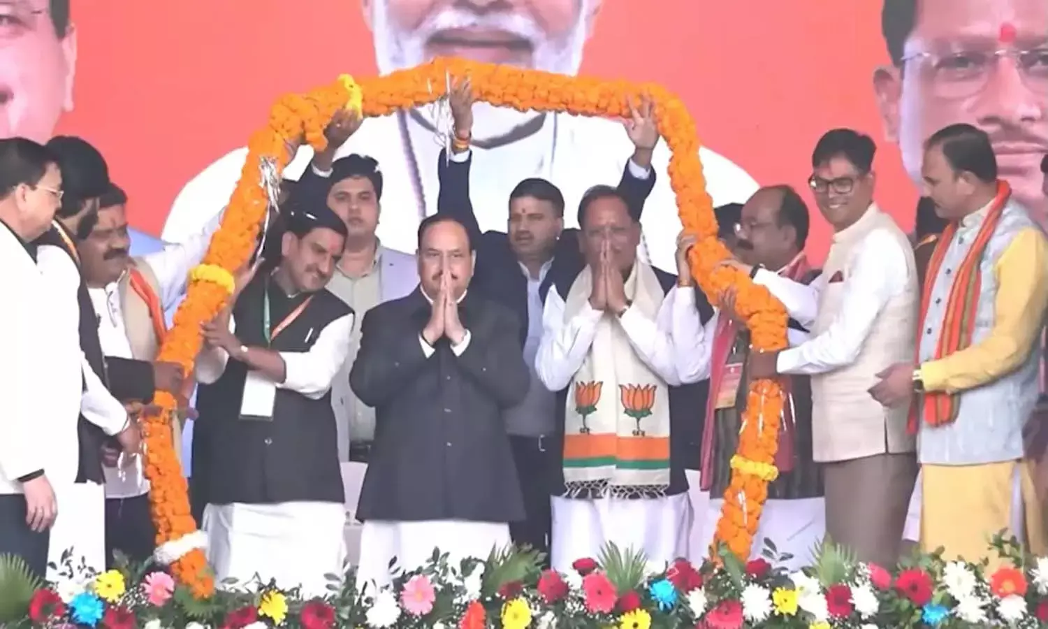 जनादेश परब में शामिल हुए नड्डा : बोले- कांग्रेस की सरकार भ्रष्टाचार में आकंठ डूबी थी, हमारी सरकार आपसे किये वादे निभा रही है