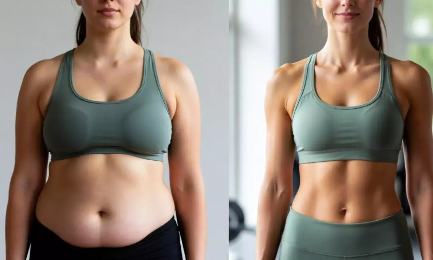 पेट की चर्बी कम करती महिला पेट की चर्बी कम करती महिला