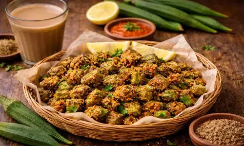 how to make bhindi popcorn snacks recipe