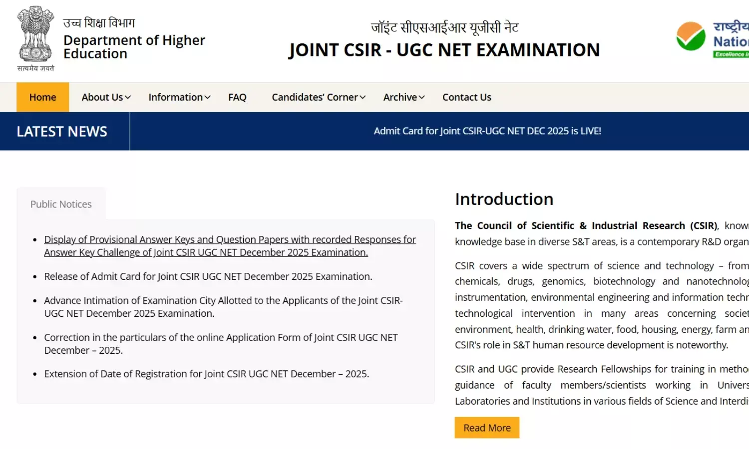 CSIR NET December Answer Key 2025