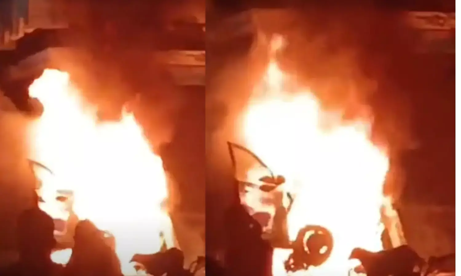 जयपुर में बिजली के खंभे से टकराई कार, जलकर राख जयपुर में बिजली के खंभे से टकराई कार, जलकर राख