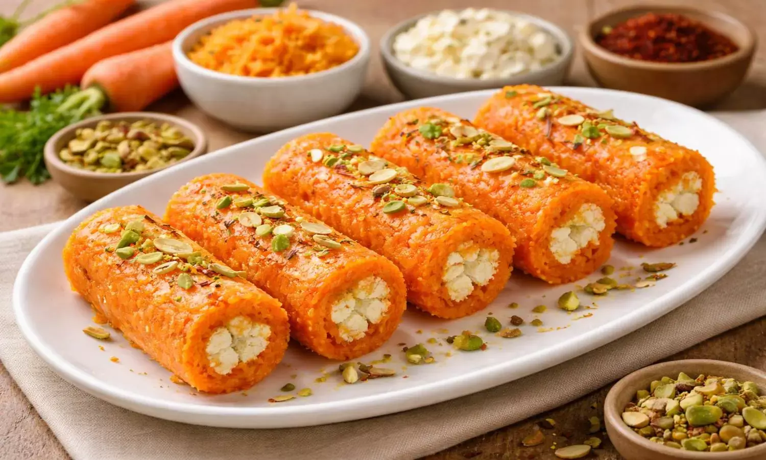 how to make gajar sandesh roll recipe
