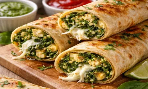Spinach paneer cheese roll Recipe