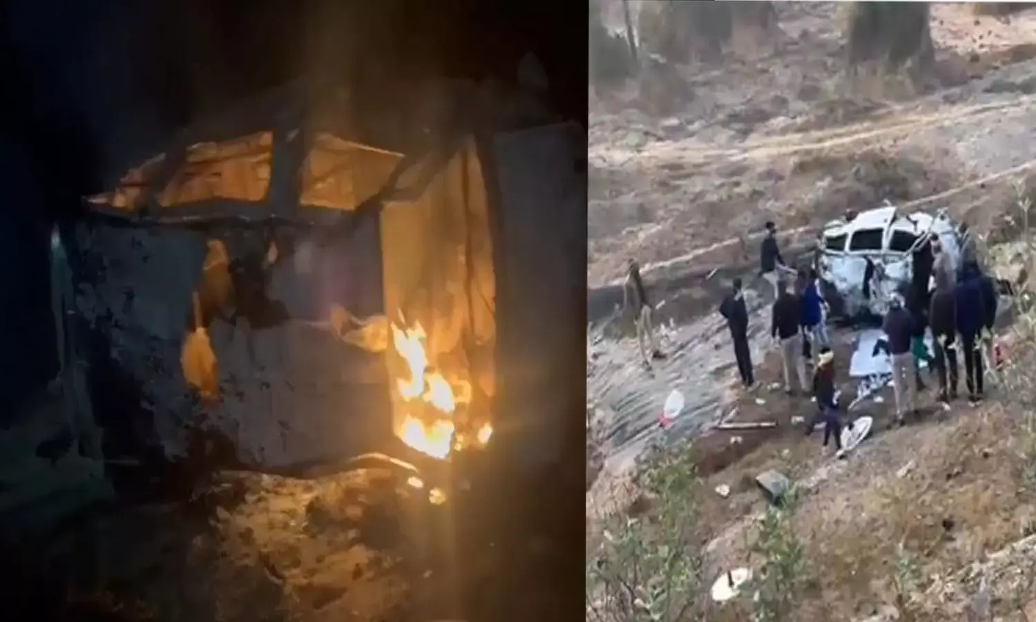 तातापानी मार्ग पर बड़ा हादसा : ईको वाहन खाई में गिरी, दो युवक जिंदा जले