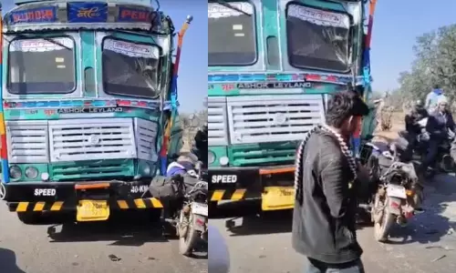 तेज रफ्तार ट्रक ने बाइक सवार को कुचला, युवक की मौके पर मौत