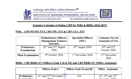 IBPS tentative Exam calendar 2026