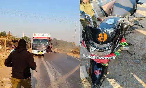 gas cylinder truck and bike collision