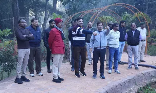 निर्माणाधीन गौरव वाटिका पहुंचे केदार कश्यप