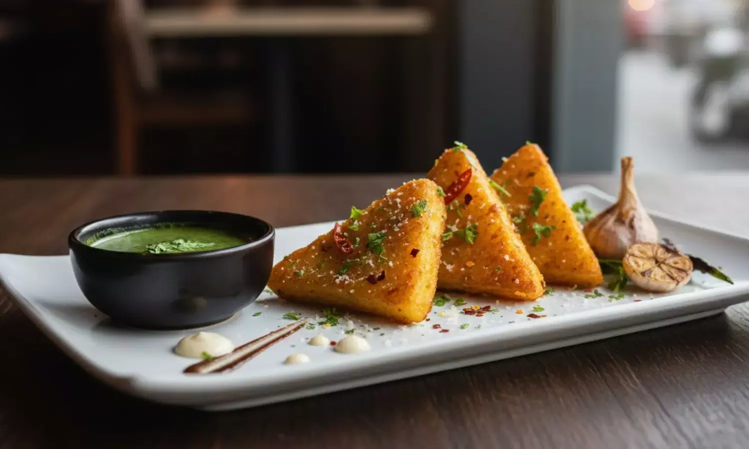 how to make garlic potato triangles