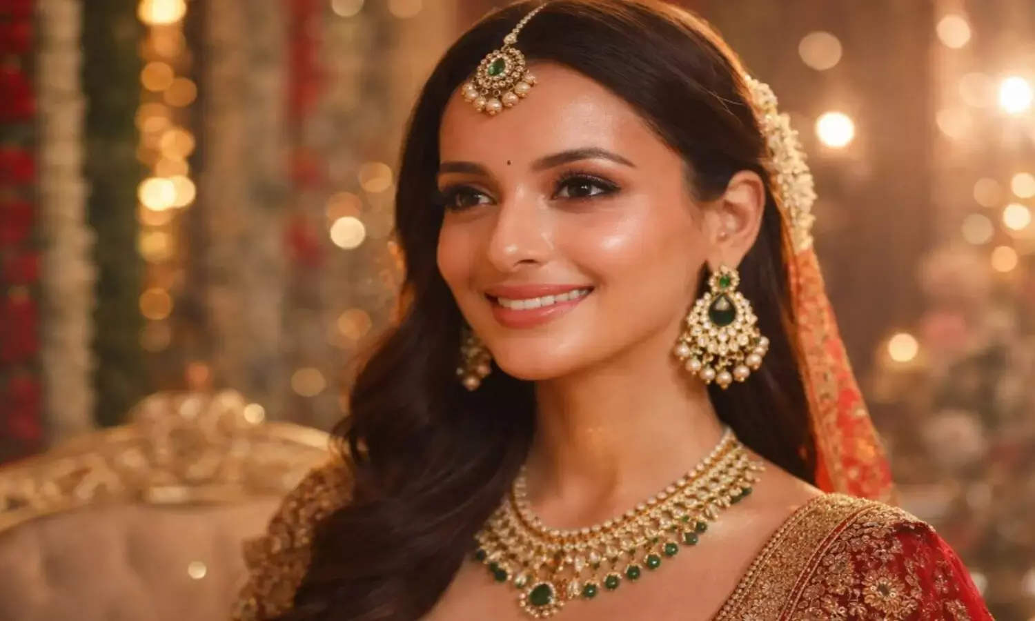 दुल्हन के चेहरे पर चमक