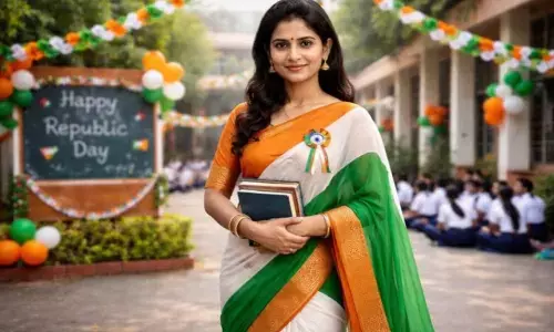 गणतंत्र दिवस के लिए साड़ी लुक