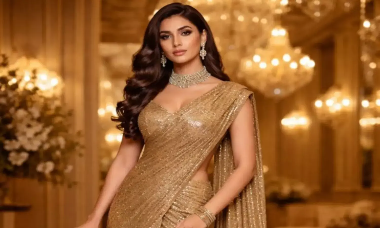 गोल्डन साड़ी डिजाइन