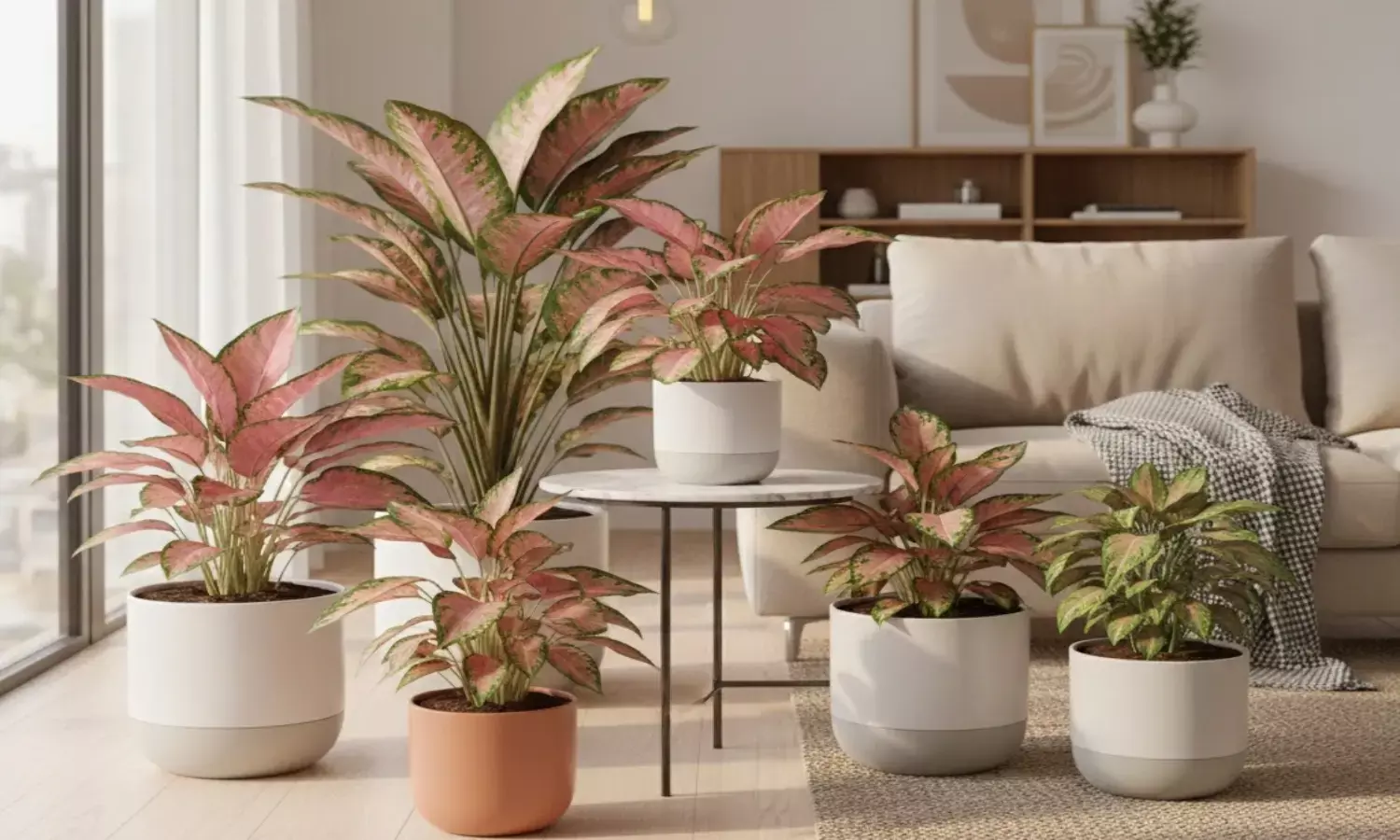 Pink leaf indoor plants for home decor