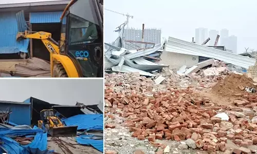 A bulldozer demolished the warehouse of a Congress leader in Gurugram