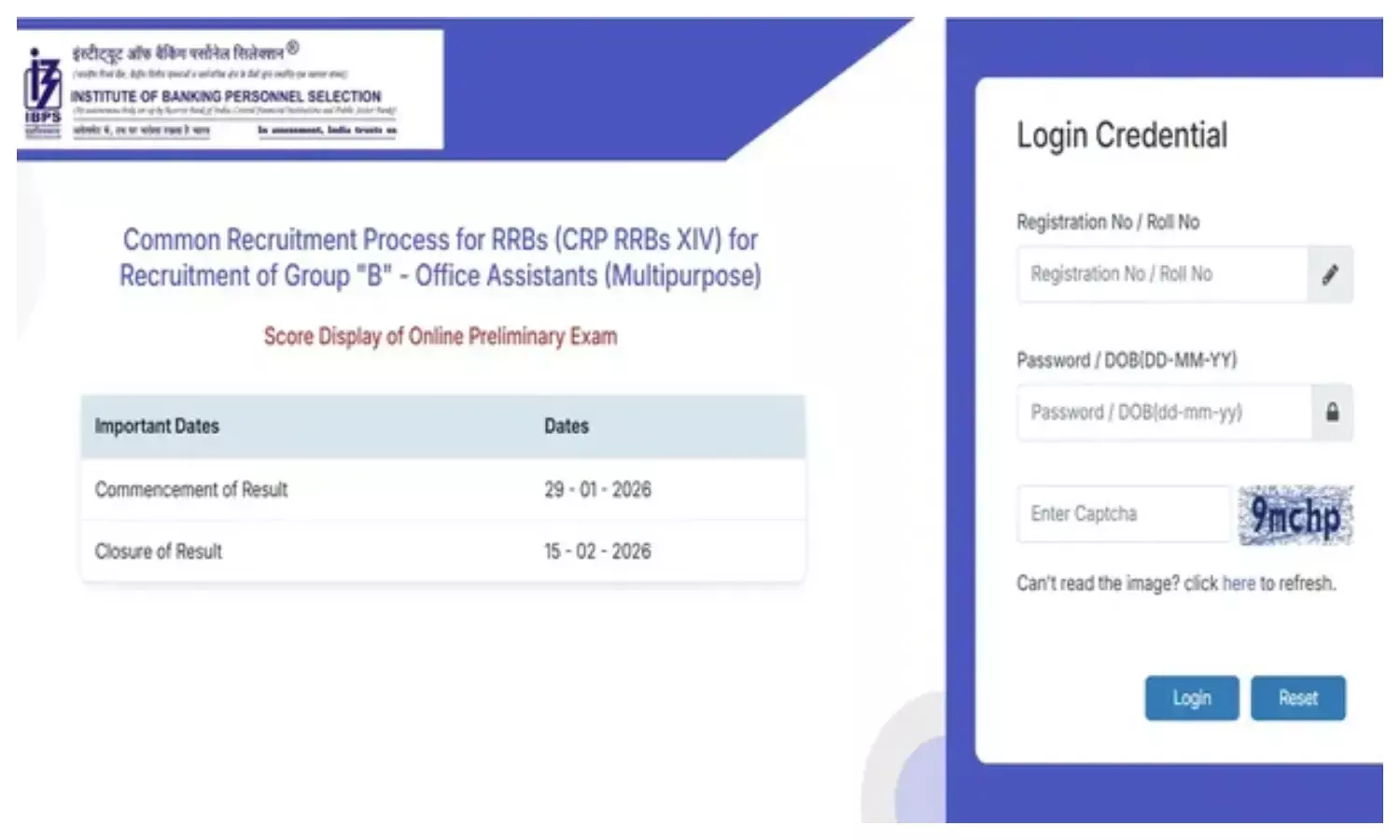 आईबीपीएस आरआरबी क्लर्क प्रारंभिक परीक्षा का स्कोरकार्ड जारी, ऐसे करें डाउनलोड