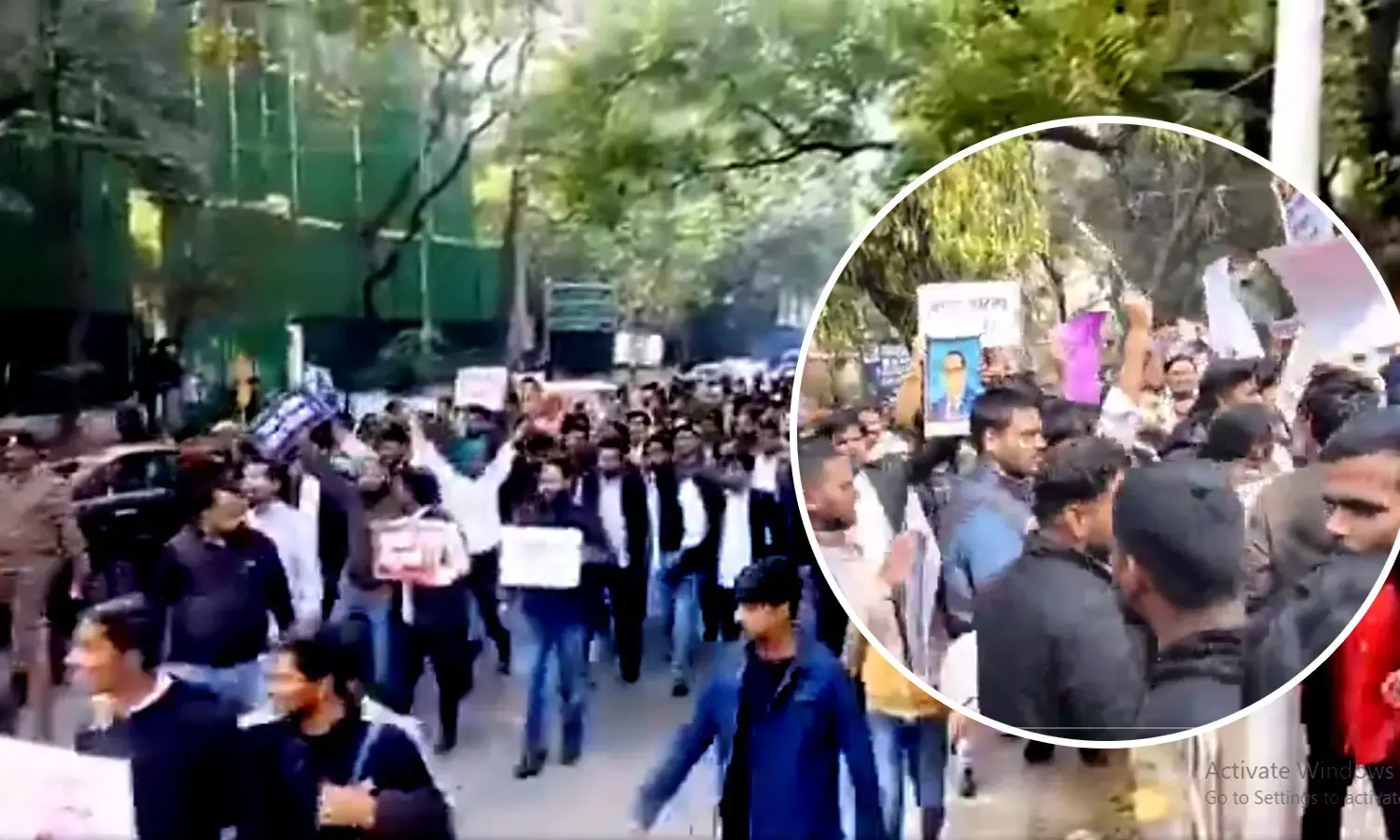 Students staged a protest at Delhi University in support of the UGC