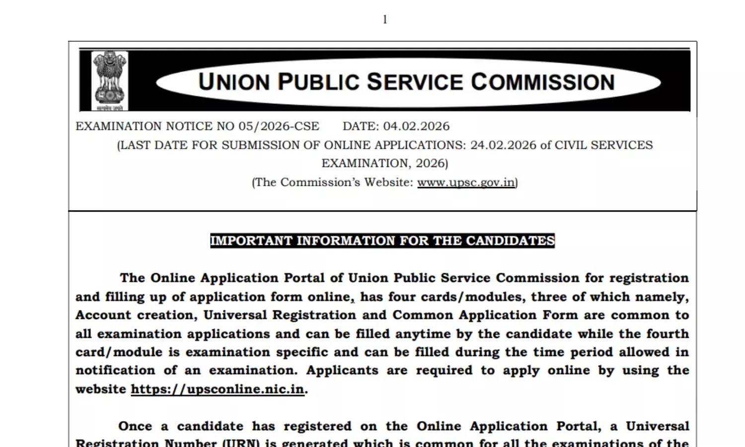 UPSC CSE IFS 2026 Exam